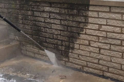 power washing wall